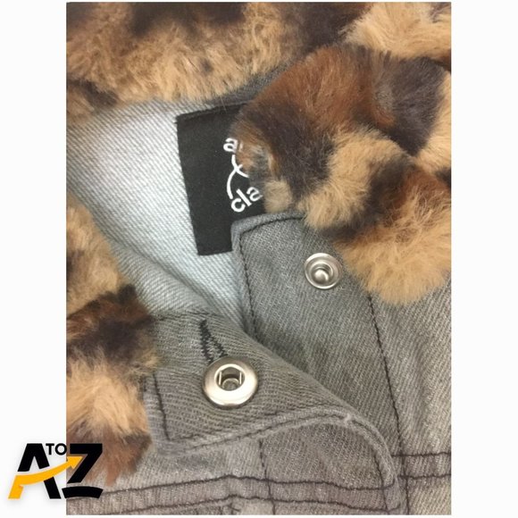 Toddler Girls' Leopard Collar Jean Jacket Size 3T - Picture 7 of 10